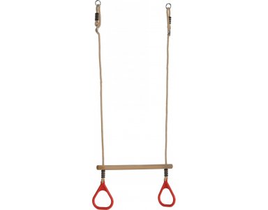 Kbt Houten Ringtrapeze met Kunststof Ringen Rood - PH-touw - foto 1