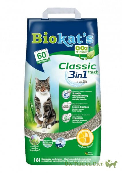 Manier Horizontaal Edelsteen Biokat's Classic Fresh Kattenbakvulling 18lt