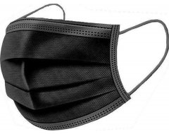 Zwarte Medische mondmaskers 3 laags met elastiek - 50st - foto 1